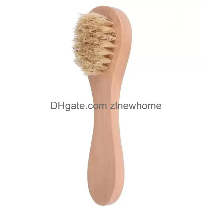 dhs face cleansing brush for facial exfoliation natural bristles exfoliating face brushes for dry brushing with wooden handle