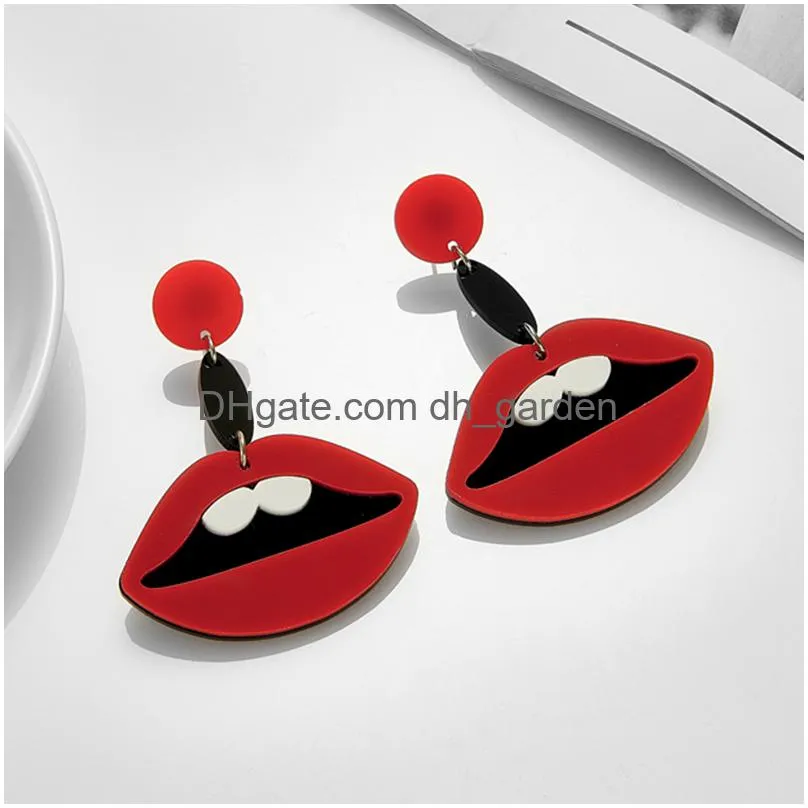 yaologe new trend lips watermelon heart acrylic earrings for women cartoon girls big ear jewelry party wedding gift bijoux