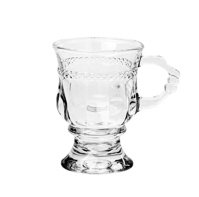 150ml retro embossed pattern amber clear color glass water cups gift creative ins wine glasses coffee cup for men women party