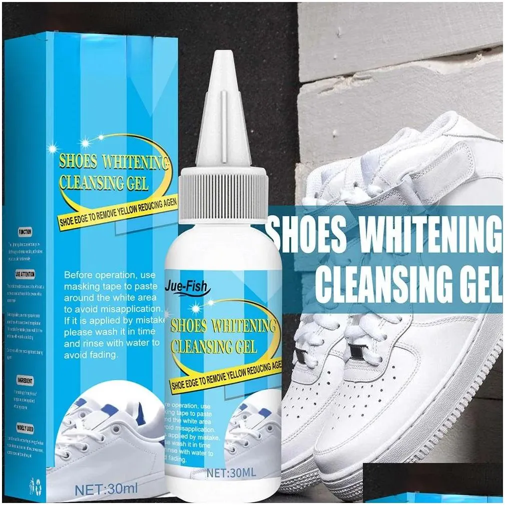 new 30/100ml white shoes cleaning gel clean shoe stain whitening cleansing polish foam deoxidizer gel for sneaker remove yellow edge