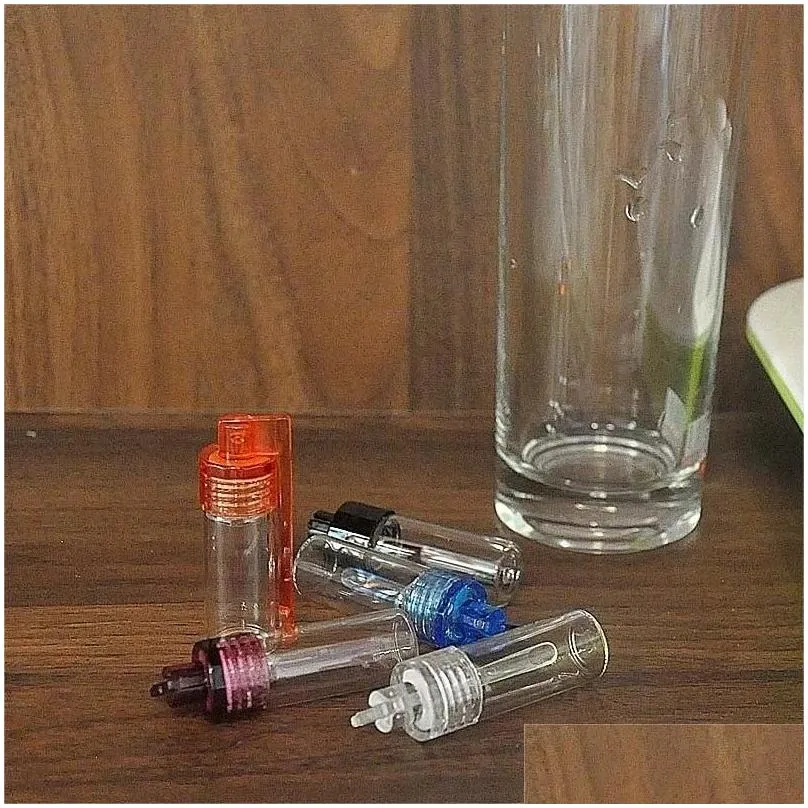 smoking accessory acrylic glass snuff bullet rocket snorter glass spoon pill box container wax jar easy to carry