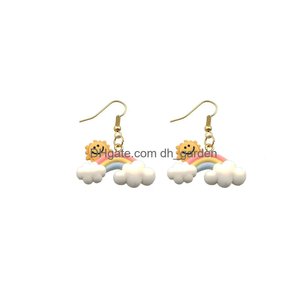 creative earring for women resin rainbow drop earrings children handmade jewelry diy gifts