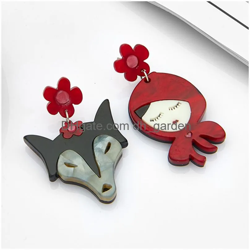 yaologe new trend unique designs acrylic earrings for women fashion cartoon long pendant ear jewelry girls party gifts 