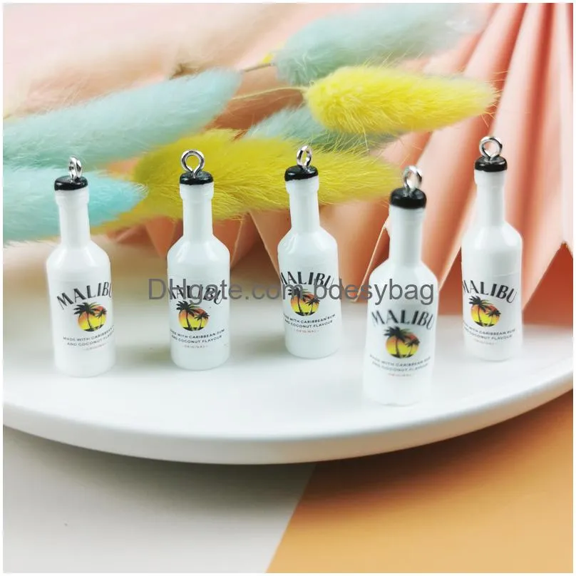 coconut tree bottle alcohol resin charms earring keychain jewlery findings phone case diy