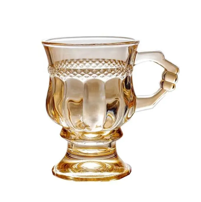 150ml retro embossed pattern amber clear color glass water cups gift creative ins wine glasses coffee cup popular