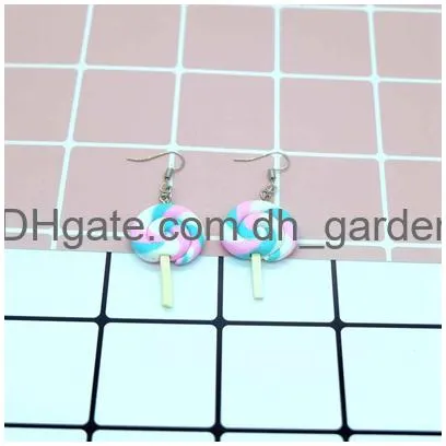 rainbow lollipop earrings earring candy costume trendy style woman girl jewelry dropshipping