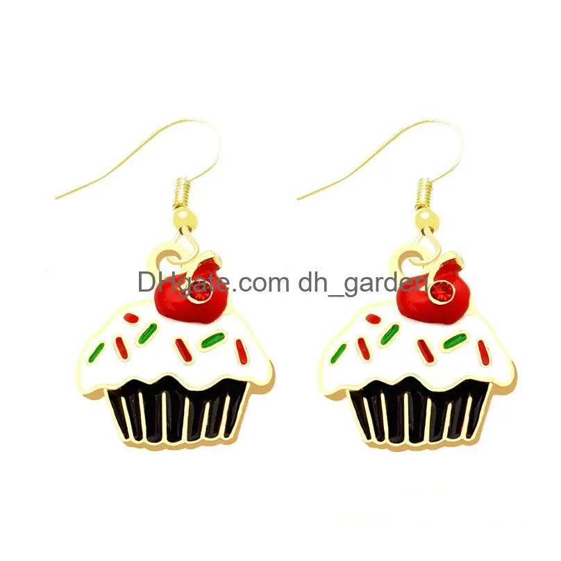 earrings for girls women cute lovely colorful children birthday gift bread pizza chocolate milk  french fries ice cream dangle earrings