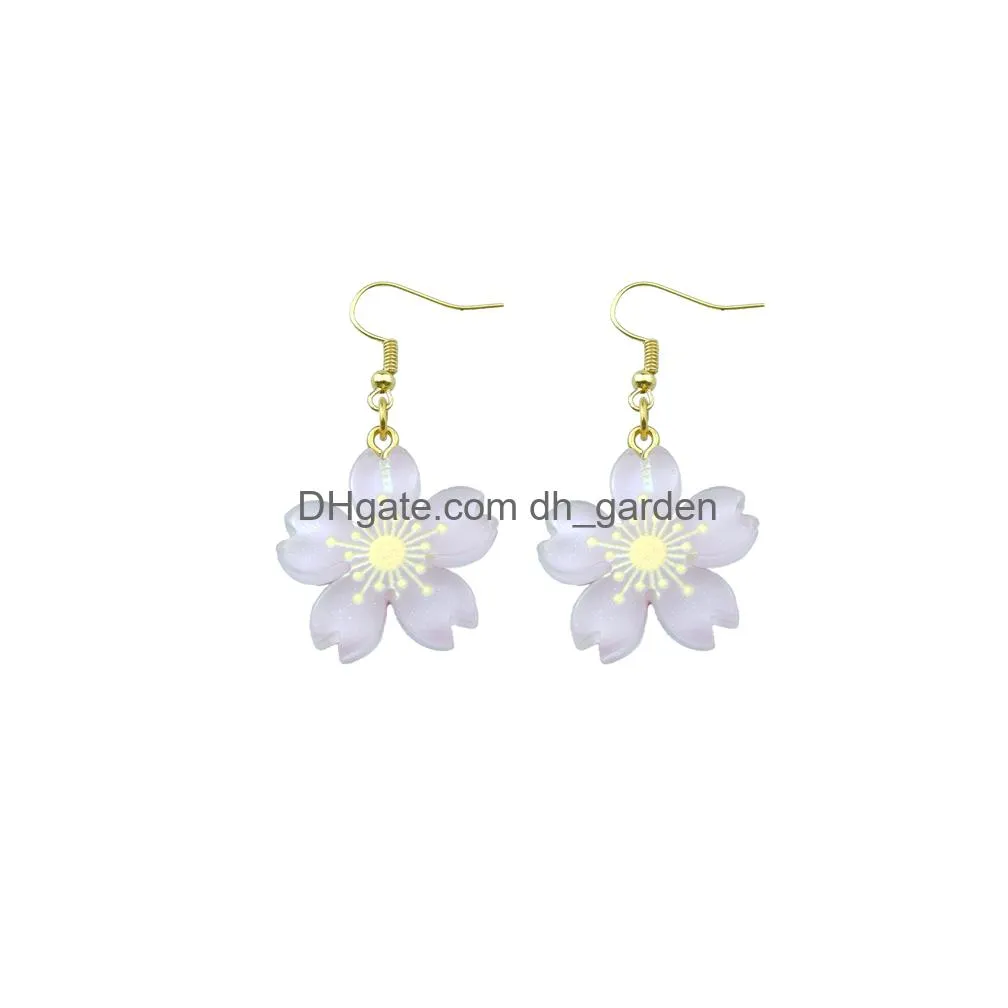 creative earring for women resin flower sakura drop earrings children handmade jewelry diy gifts
