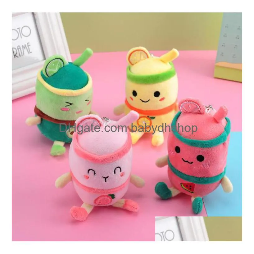 soft big eye bubble tea stuffed plush animals four colors cute decoration doll fruit pillow wholesale in stock
