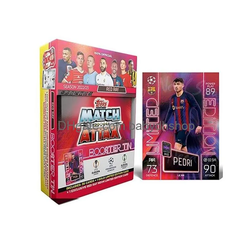 kids toy stickers 23 topps league match attax mega tin official football collection sports stars mbappe signature cards 230213