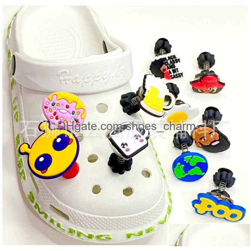 shoe parts accessories fast delivery shoes cartoon sandal charms 3d stereo luminous pvc shoecharms buckle decoration clog bracelet wri