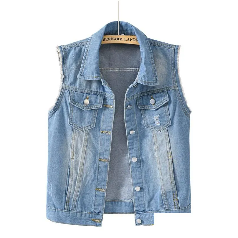 womens vests autumn women plus size denim vest sleeveless jacket coat college students waistcoat casual jeans jackets oversize for