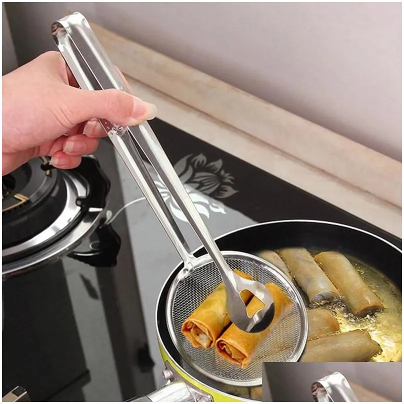 stainless steel filter spoon kitchen oilfrying filter basket with clip multifunctional kitchen strainer accessories tools wholea45