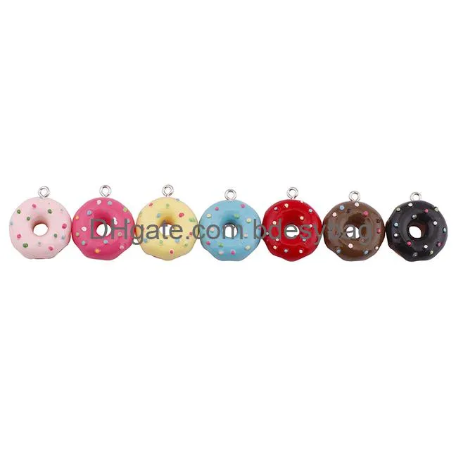 21x26mm kawaii donuts food charms 3d resin keychain charms for ear jewelry making cute charm keychain accessories supplies