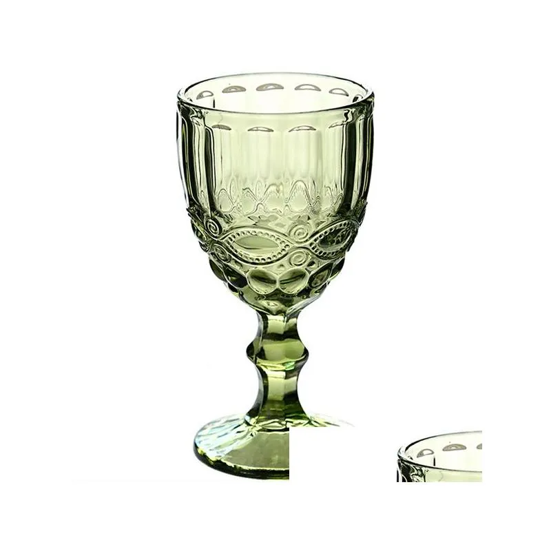 1pc wine glass cups retro vintage relief red wine cup 300ml engraving embossment juice drinking glasses champagne assorted goblets