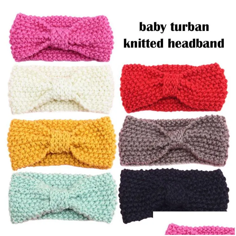 kids girls winter crochet warm headbands baby orxmas turbon knot knitted hairband ear warmer childrens princess hair accessories for toddler