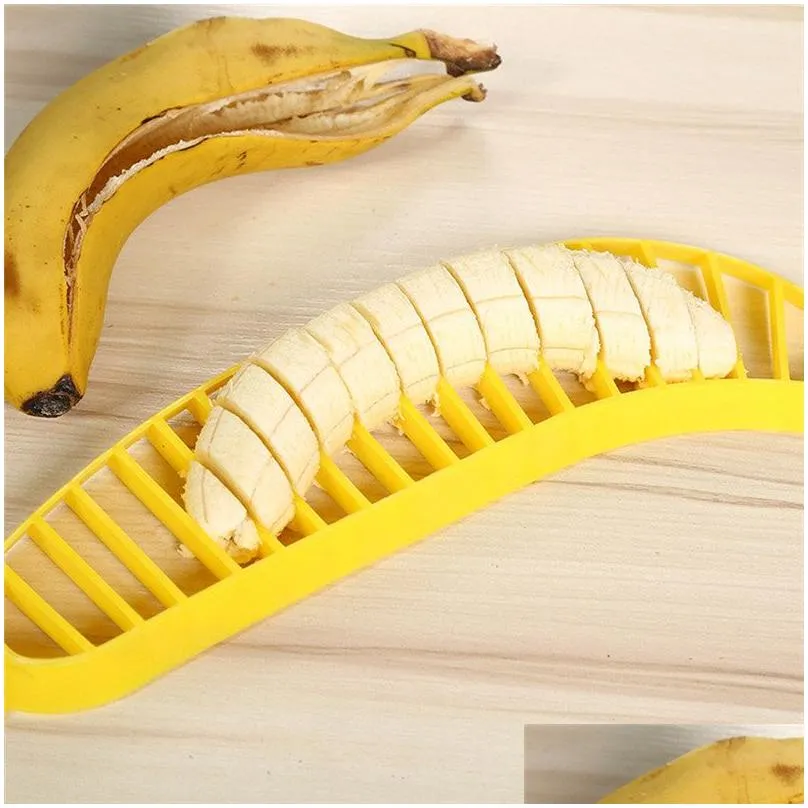 kitchen gadgets plastic banana slicer cutter fruit vegetable tools salad maker cooking tools kitchen cut banana chopper