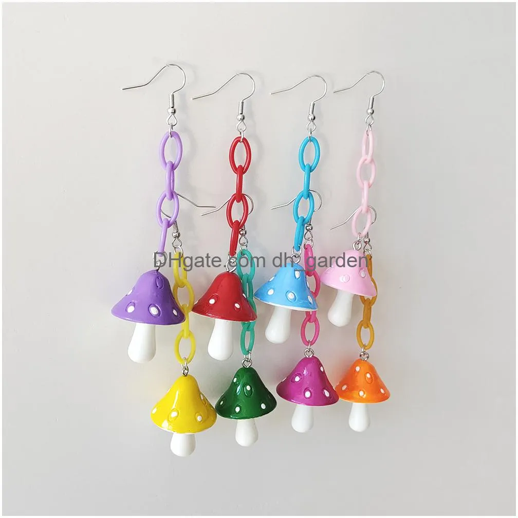 zx ins fashion resin big mushroom drop earrings for women girls cute colorful plant statement earrings wholesale jewelry gifts