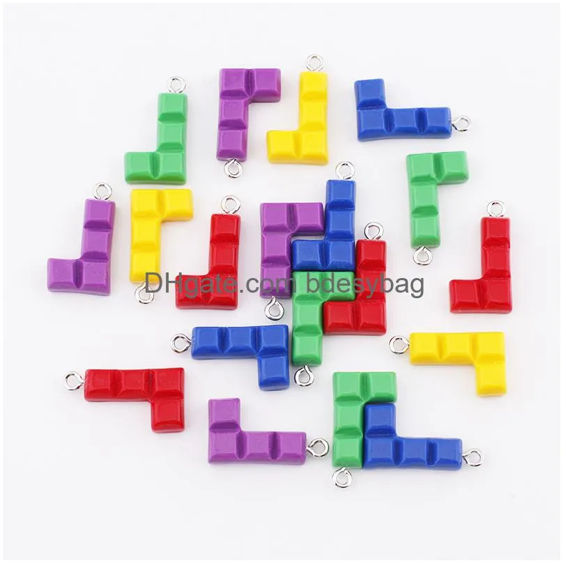 multicolor square resin game pendant charms for necklace bracelet earring keychain diy jewelry making accessories supplies