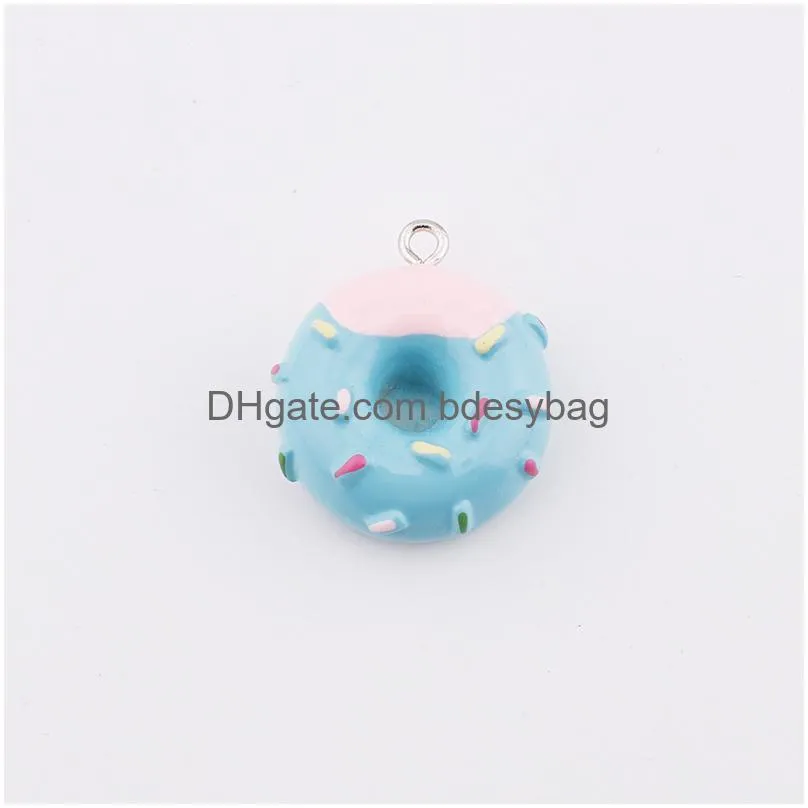 21x26mm kawaii donuts food charms 3d resin keychain charms for ear jewelry making cute charm keychain accessories supplies