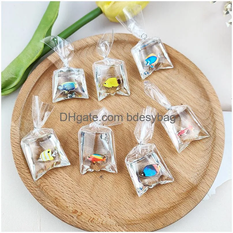 coral fish bag resin charms ocean transparent small fish in water bag jewelry pendant jewelry handmade diy material