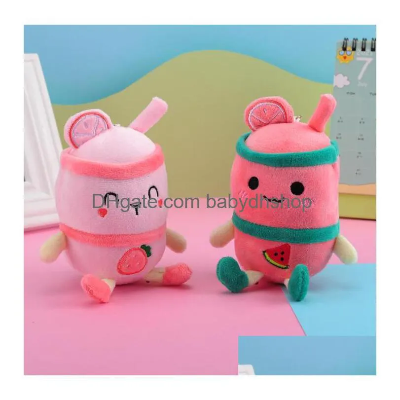 soft big eye bubble tea stuffed plush animals four colors cute decoration doll fruit pillow wholesale in stock