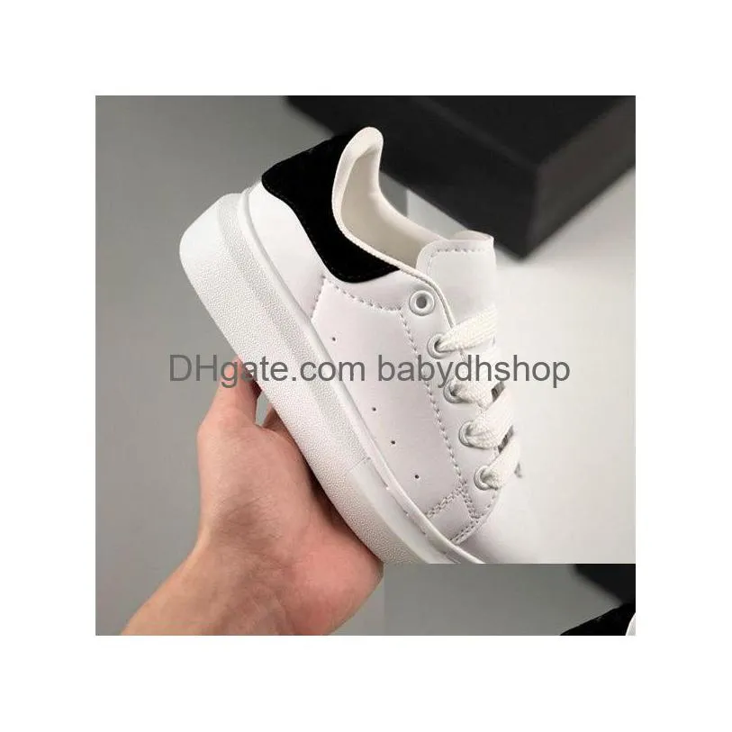 designer kids shoes for boy girls leather outdoor running youth basketball sneakers  reflective black white velvet thick soled flat height increasing casual