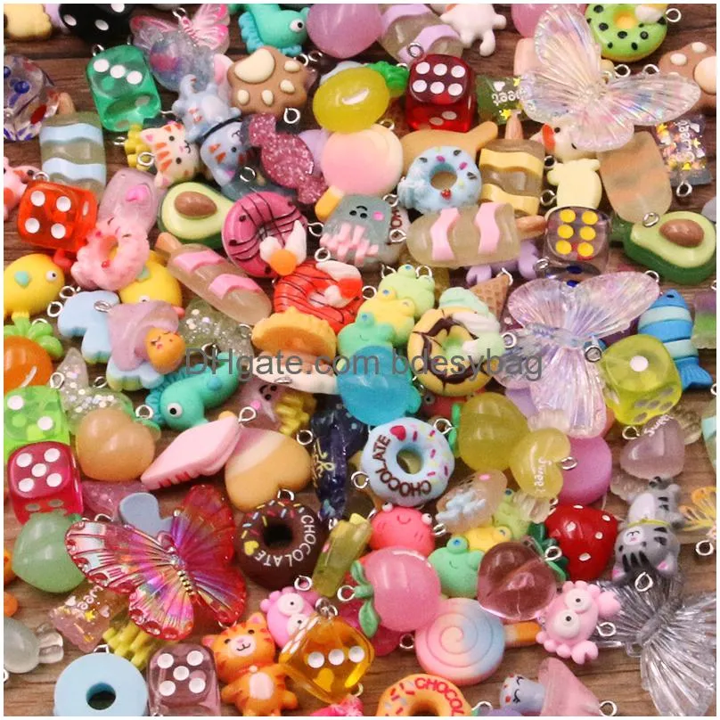 23 styles mix fruit animals popsicle candy resin earring charms diy findings keychain bracelets pendant for jewelry making jewelry findings amp components aliexpress