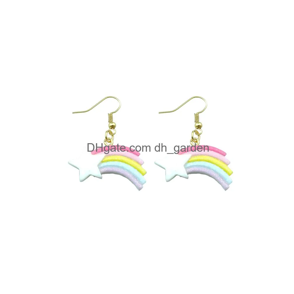 rainbow creative earring for women resin lips drop earrings children handmade jewelry diy gifts