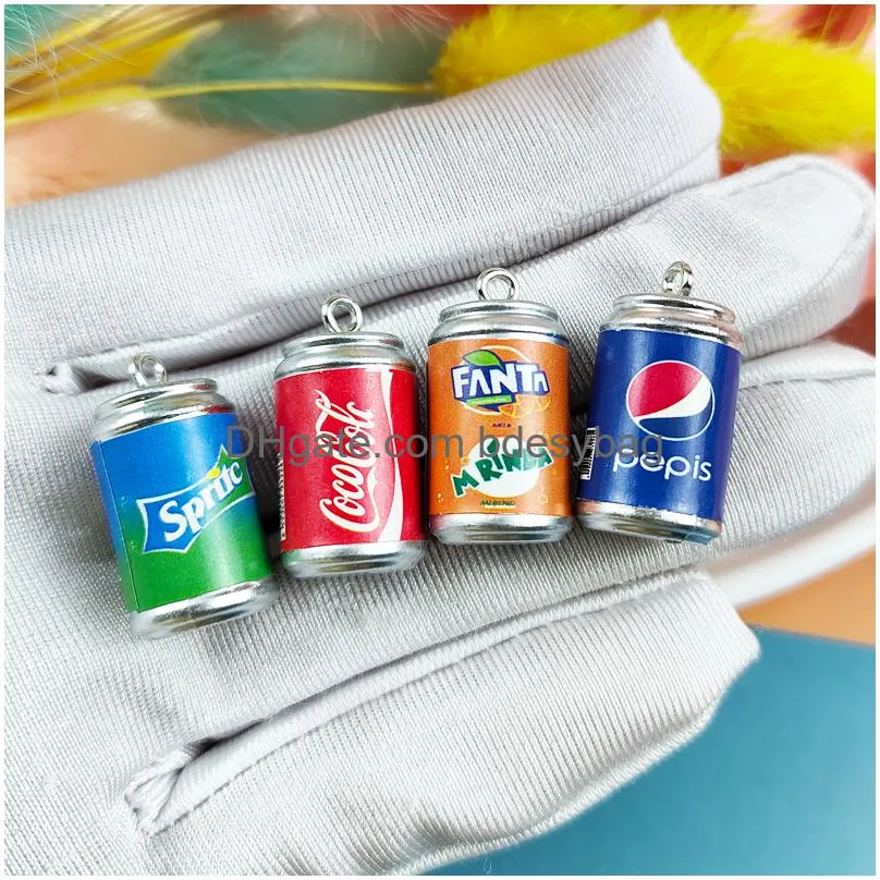 24x12mm cute drink cans resin charms 3d beverage bottle pendants for jewelry making keychain floating diy craft