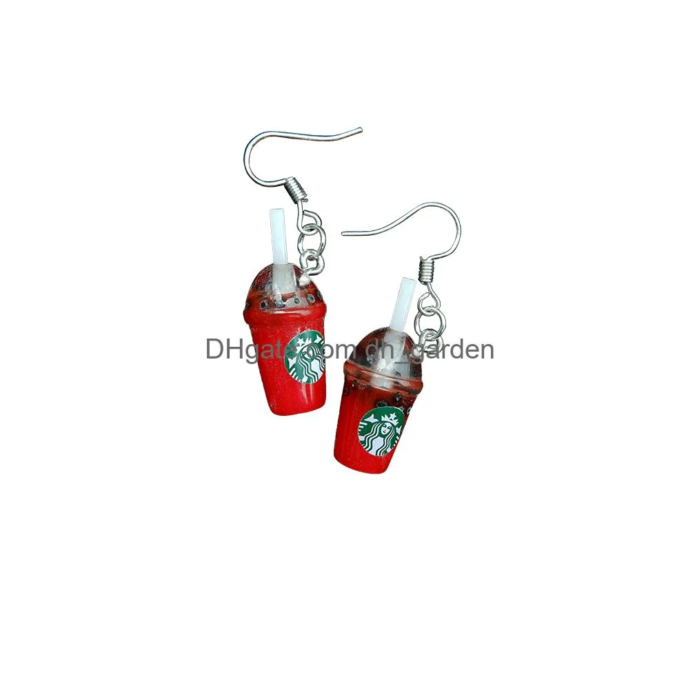 coffee earring for women resin tea with milk drop earrings children handmade jewelry diy gifts