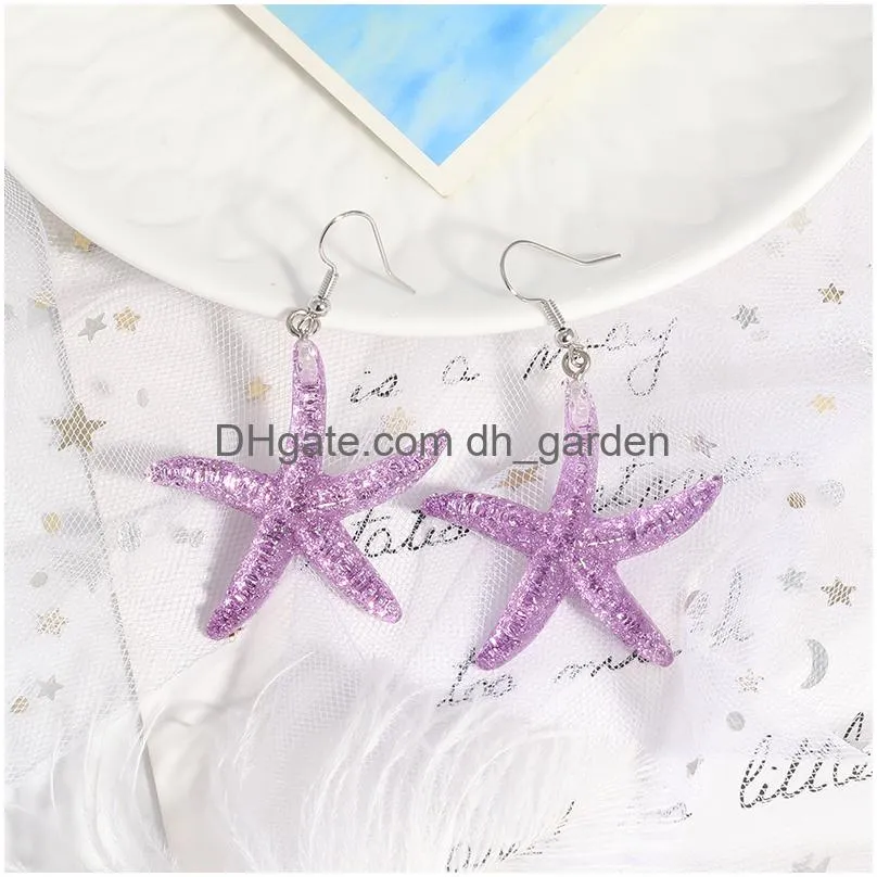 2022 new fashion purple flower sunglasses duck butterfly starfish mermaid dangle earrings for women holiday jewelry gifts