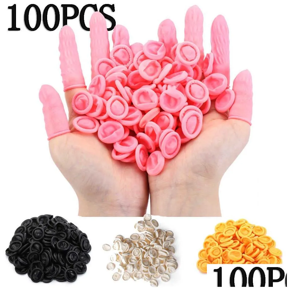 100pcs disposable fingertips protector gloves natural rubber nonslip antistatic latex finger cots fingertips durable tool