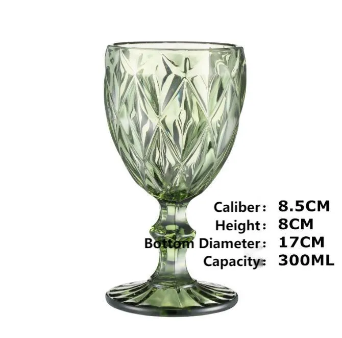 300ml embossed wine glass cup drinking cups vintage household juice champagne thickened for party goblet