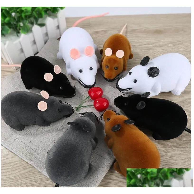 8 colors rc electronic mouse pet cat toy remote control mouse wireless simulation plush mouse for kids toys