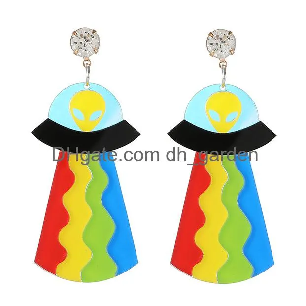 earrings for women earrings fashion charm exaggerated hip hop girls gift cute alien ufo saucerman fun party eardrop dangle earrings