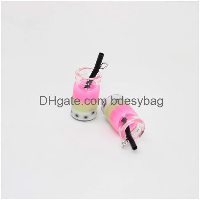 3d glass boba drink bottle glass charms for earring diy fashion jewelry accessories send in pair 28x10mm