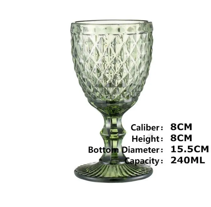 240ml 12design embossed wine glass cup drinking cups vintage household juice champagne thickened for party goblet