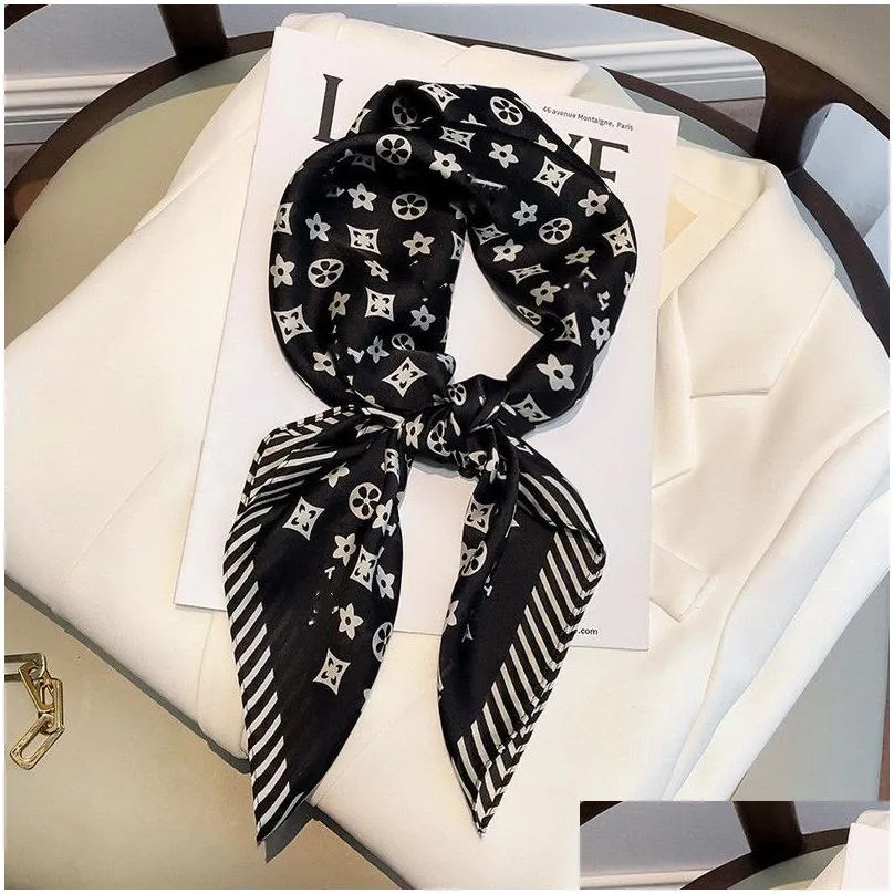 scarf designer scarf mulberry silk scarfs for women lightweight square satin head wrap medium headband shawl twilly character letter animal print dot