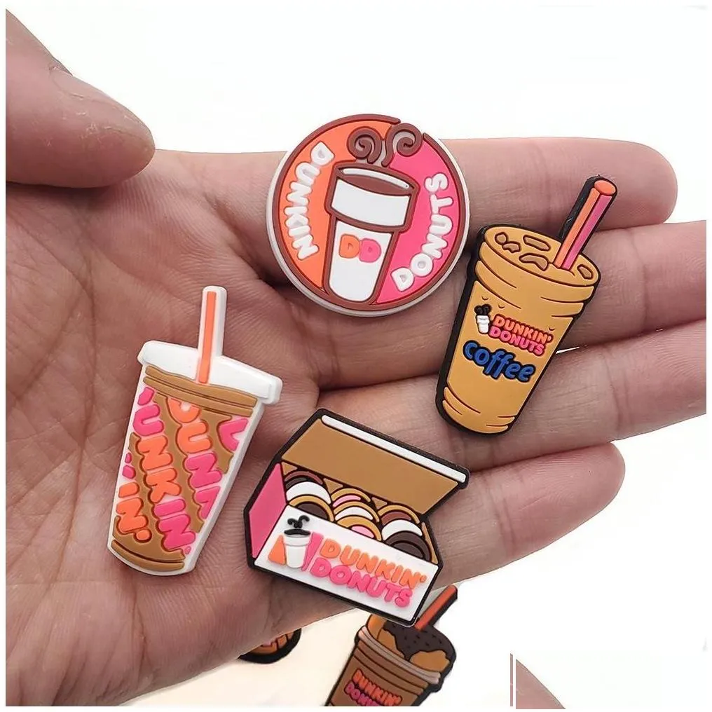 shoe parts accessories hamburger milk tea sandal charms pvc decoration buckle charm clog pins buttons drop delivery shoes dhgx3