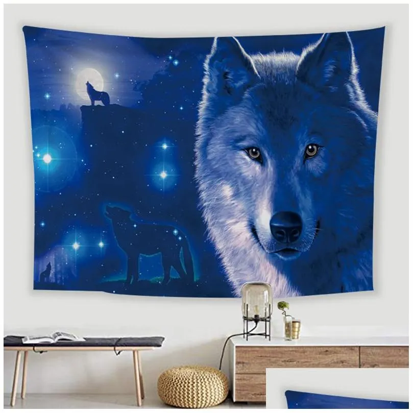 magical animal tapestries wolf  cat forest printed tapestry wall hanging decorative background cloth for dorm living rome garden