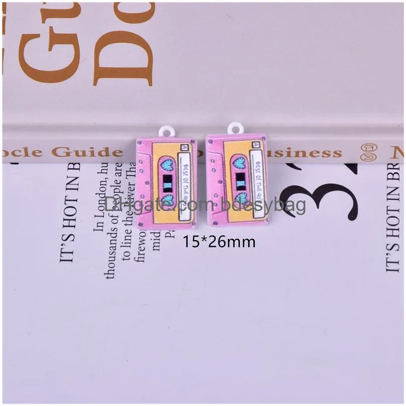 mix 15x26mm magnetic tape enamel charms metal pendant for diy earring keychain jewelry making