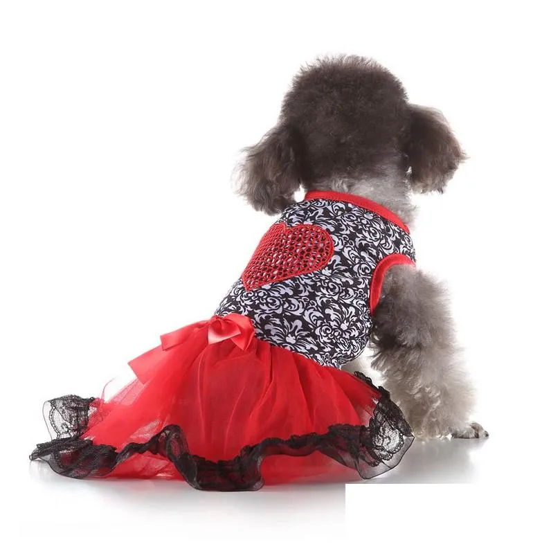fashion sublimation printed dogs dress with bow dog apparel dog clothes cute sweet puppy princess dresses soft comfortable pets skirt pet supplies wholesale