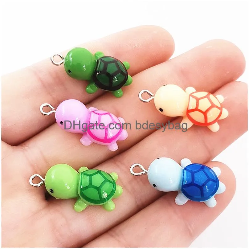 cute little tortoise resin charms keychain necklace pendant jewlery findings diy handmade jewelry resin charms