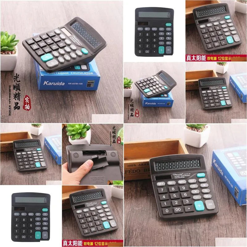 t 837b true solar computer screen 12 bit dual power calculator student test calculator logo