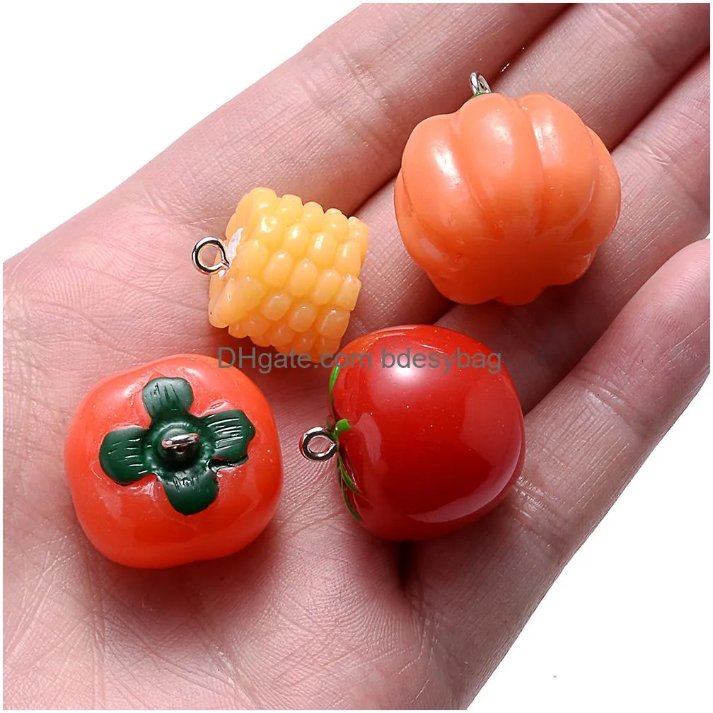 mix resin animal fruit charms lemon banana tomato goose turtle pendant charms beads for making necklace diy craft keychain