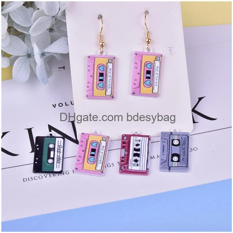 mix 15x26mm magnetic tape enamel charms metal pendant for diy earring keychain jewelry making