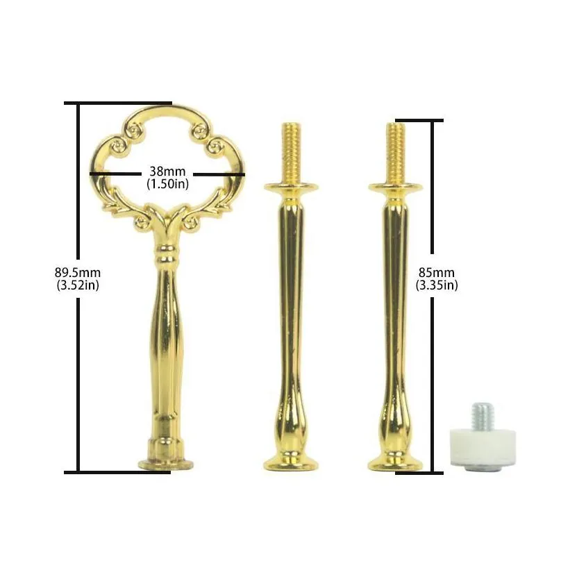 tool dessert 3 tier silver gold bronze mini flower metal wedding gold rod fitting for ceramic cake stand