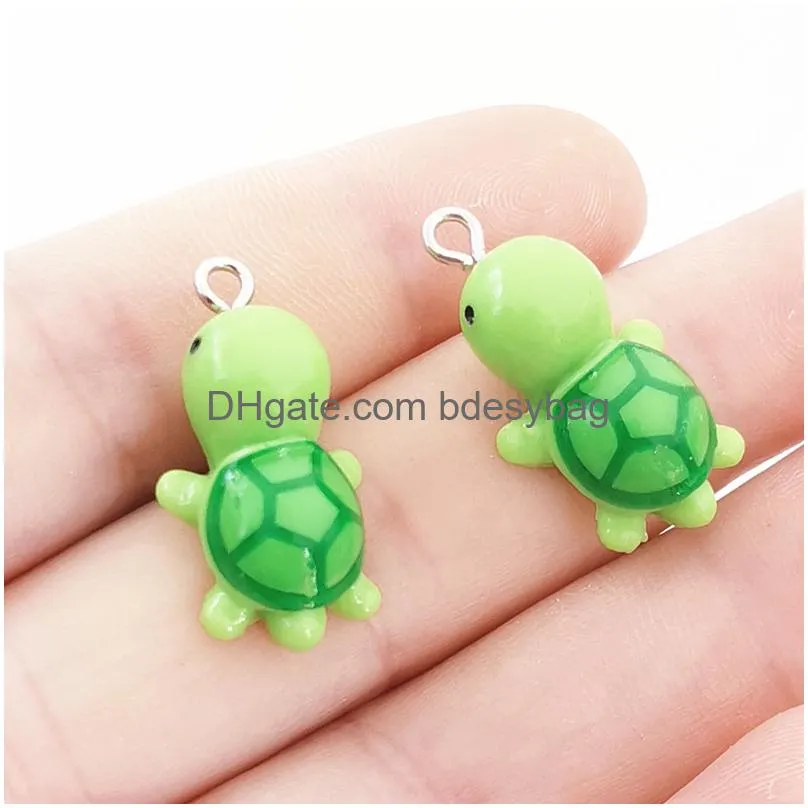 cute little tortoise resin charms keychain necklace pendant jewlery findings diy handmade jewelry resin charms