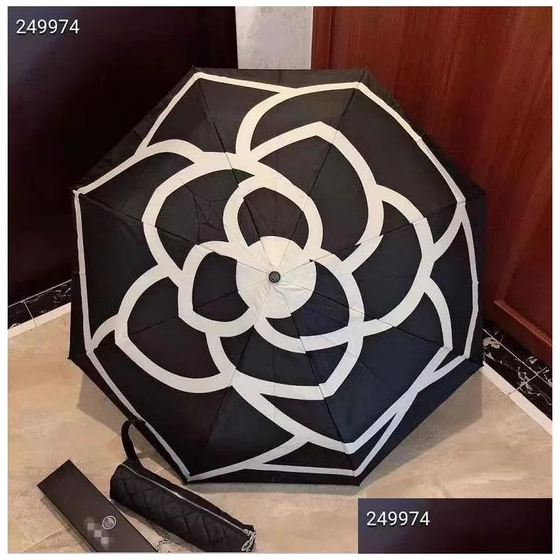 elegant designer c umbrellawork logo printing suitable sun rain women parasols girl folding umbrellas ideas with box and bag